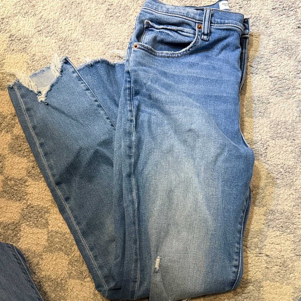 Abercrombie & Fitch Light Blue Distressed Boyfriend Jeans